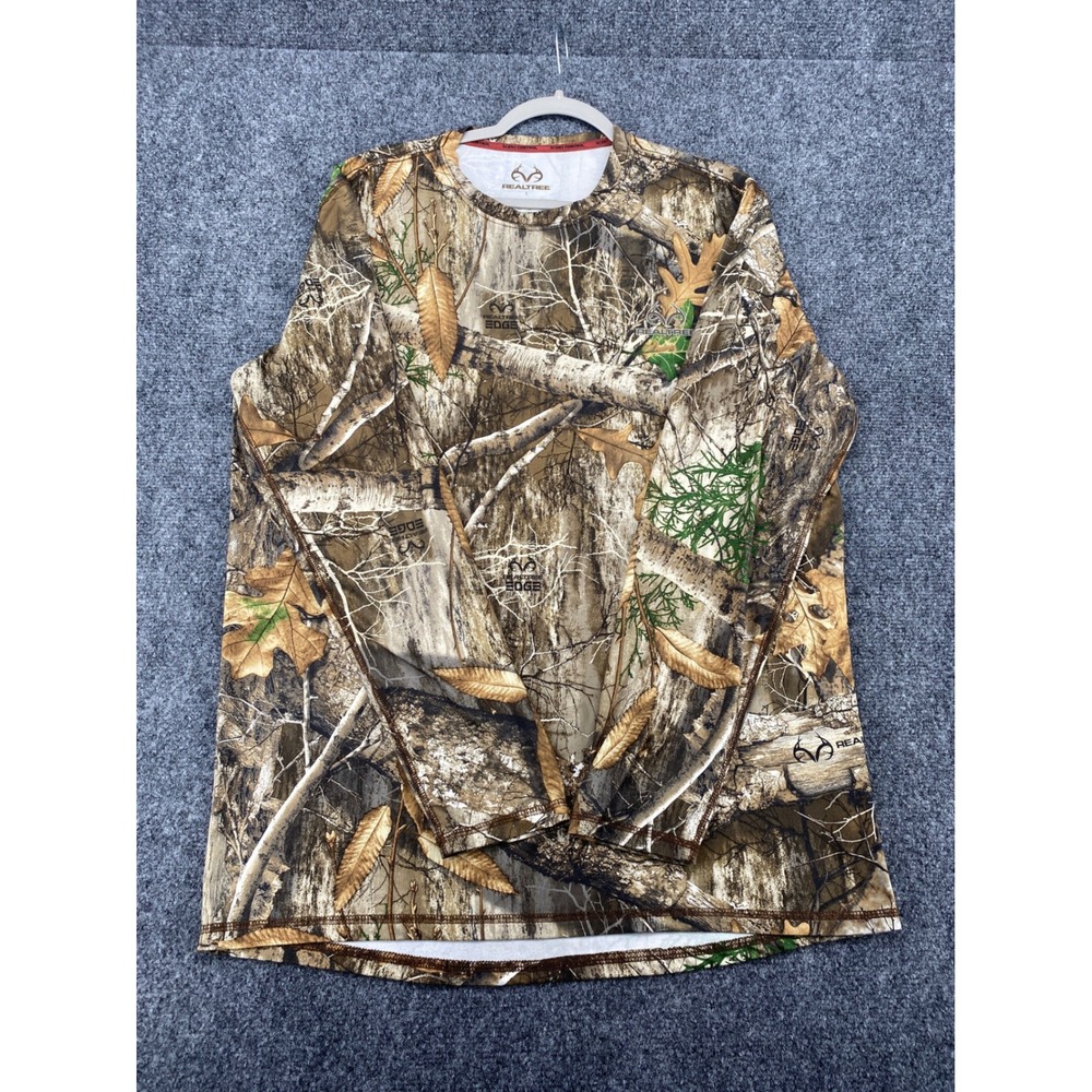 Realtree Edge Camo Performance Shirt Mens Large Long Sleeve Scent Control Hunt